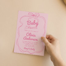 レトロ手描きピンクコケットベビーガールシャワー