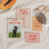 レトロ手描きファンキーケ予測できなーキ結婚ー 招待状