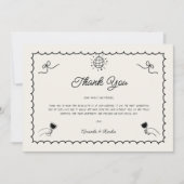 レトロ手描きフランスの写真水平結婚の サンキューカード (正面)