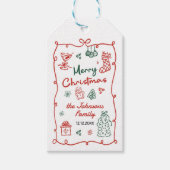 レトロ手描きフレンドスマスクリスマスパーティー ギフトタグ (正面)