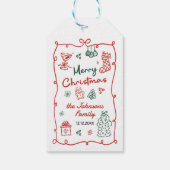 レトロ手描きフレンドスマスクリスマスパーティー ギフトタグ (裏面)