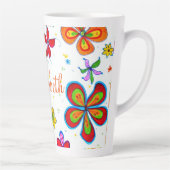 レトロ手描きフローラ パーソナライズされた カフェラテマグ (右)