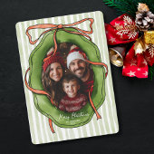 レトロ手描きメリークリスマスファミリー写真 招待状