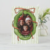 レトロ手描きメリークリスマスファミリー写真 招待状 (スタンド正面)