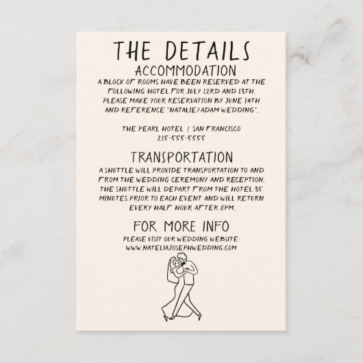 レトロ手描き予測できなの結婚詳細 エンクロージャーカード (正面)