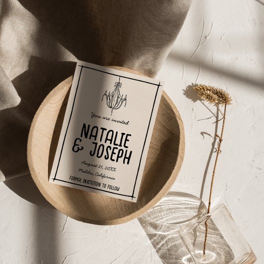 レトロ手描き予測できな写真ユニークボホ結婚ズ セーブザデート