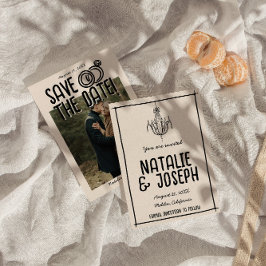 レトロ手描き予測できな写真ユニークボホ結婚ズ セーブザデート