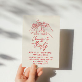 レトロ手描き応援30歳の誕生日 招待状