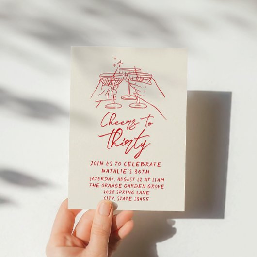 レトロ手描き応援30歳の誕生日 招待状