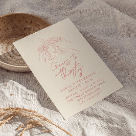 レトロ手描き応援30歳の誕生日 招待状