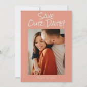 レトロ手描き書コーラー写真ファンキー結婚ズ セーブザデート (裏面)