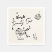 レトロ手描き沿岸牛ガール21歳の誕生日 スタンダードカクテルナプキン (正面)