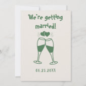 レトロ手描き緑ケモダンーキ結婚ー 招待状 (裏面)