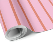 レトロ手描き赤ストライプいピンク ラッピングペーパー (ロールコーナー)