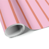 レトロ手描き赤ストライプいピンク ラッピングペーパー (ロールコーナー)