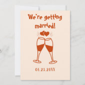 レトロ手描き赤モダンケーキ結婚ズ 招待状 (裏面)