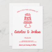 レトロ手描き赤予測できなケーキモダンの結婚Ho シーズンカード (正面/裏面)