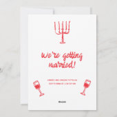 レトロ手描き赤予測できなケーキモダンの結婚Ho シーズンカード (裏面)