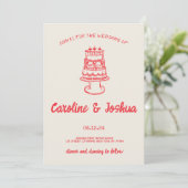 レトロ手描き赤予測できなケーキモダン結婚ズ シーズンカード (スタンド正面)