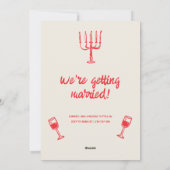 レトロ手描き赤予測できなケーキモダン結婚ズ シーズンカード (裏面)