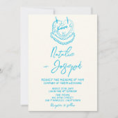 レトロ手描書きケーキ写真ユニーク結婚ズ 招待状 (正面)