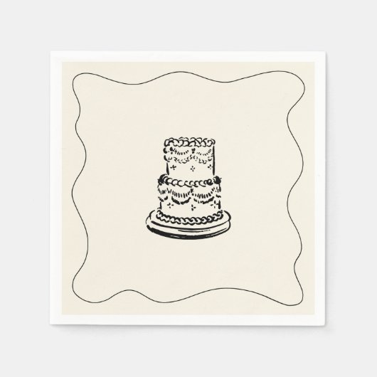 レトロ手書お洒落き結婚の スタンダードカクテルナプキン (正面)