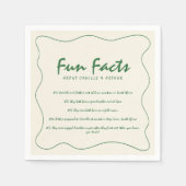 レトロ手書きおもしろいファクト結婚グリーン スタンダードカクテルナプキン (正面)