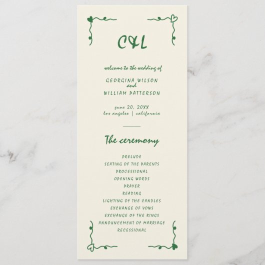 レトロ手書きお洒落グリーンフラットプログラム プログラム (正面)