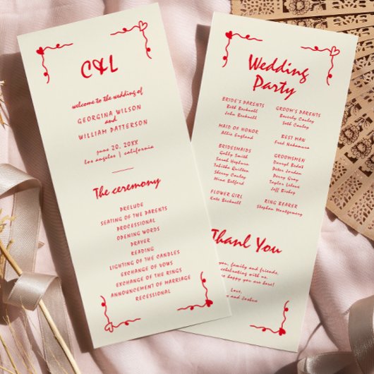 レトロ手書きお洒落レッドフラットプログラム プログラム