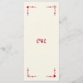 レトロ手書きお洒落レッド結婚のメニュー メニュー (裏面)