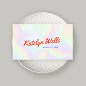 レトロ手書きスクリプト美しいホログラフィック 名刺