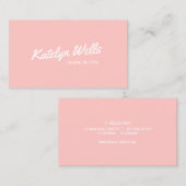 レトロ手書きタイポグラフィライトコーラルピンク 名刺 (正面/裏面)