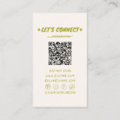 レトロ手書き描グリーンファンキーフローラQRコード 名刺 (裏面)