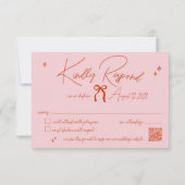 レトロ手書き落書きピンク&レッド結婚ズ 出欠カード (裏面)