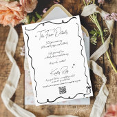 レトロ手書き落書きブラック&ホワイト結婚ズ 招待状