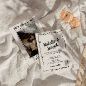 レトロ手書ユニークフ結婚レーム 招待状