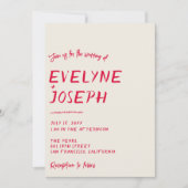 レトロ手書QRコーカラフルド結婚の 招待状 (正面)