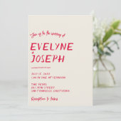 レトロ手書QRコーカラフルド結婚の 招待状 (スタンド正面)