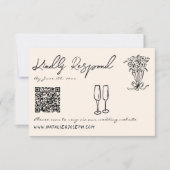 レトロ手書QR結婚コード 出欠カード (正面)