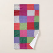 レトロ手編みカラフルパッチスクエアおもしろい バスタオルセット (ハンドタオル)