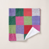 レトロ手編みカラフルパッチスクエアおもしろい バスタオルセット (ウォッシュタオル)