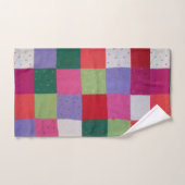 レトロ手編みカラフルパッチスクエアおもしろい バスタオルセット (ハンドタオル)