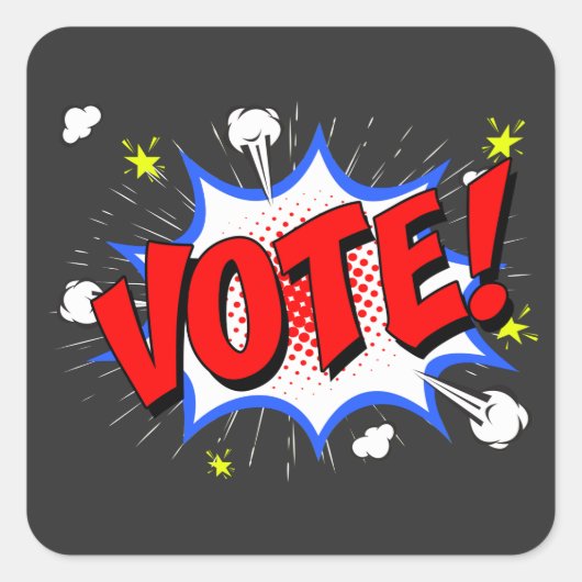 レトロ投票で投票と70の漫画を取り出す スクエアシール (正面)