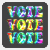 レトロ投票ヴィンテージ絞り染めで票を出す スクエアシール (正面)