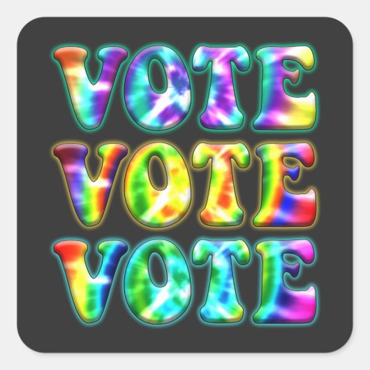 レトロ投票ヴィンテージ絞り染めで票を出す スクエアシール (正面)