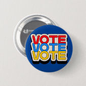 レトロ投票投票レッド、イエロー&ブルー愛国心 缶バッジ (正面&裏面)