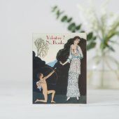 レトロ抗バレンタインデー赤ワックスシールモノグラム シーズンポストカード (スタンド正面)