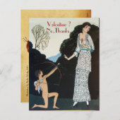 レトロ抗バレンタインデー赤ワックスシールモノグラム シーズンポストカード (正面/裏面)