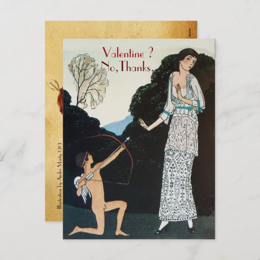 レトロ抗バレンタインデー赤ワックスシールモノグラム シーズンポストカード (正面/裏面)