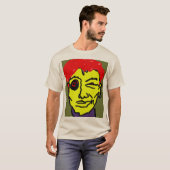 レトロ抽象ピンクヘアーエクスプレッショニストの顔芸術 Tシャツ (正面フル)